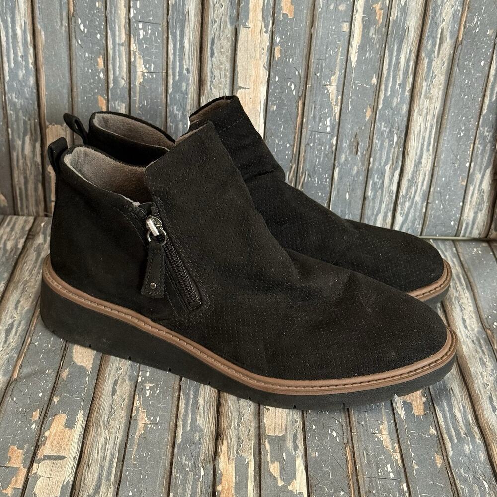 Dr Scholls Womens Suede Wedge Ankle Boot Side Zip Black Size 9M